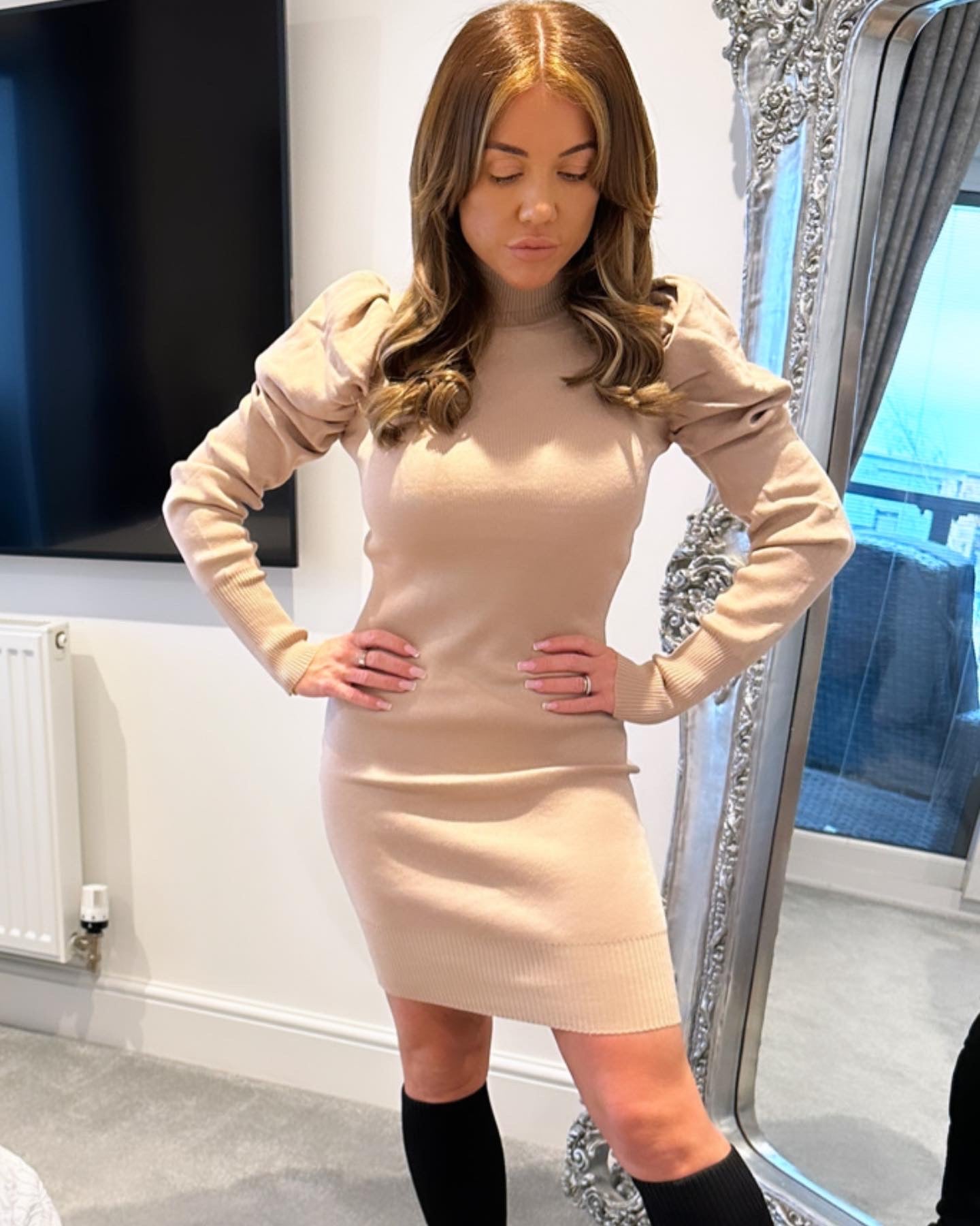 Puff sleeve Jumper Dress
