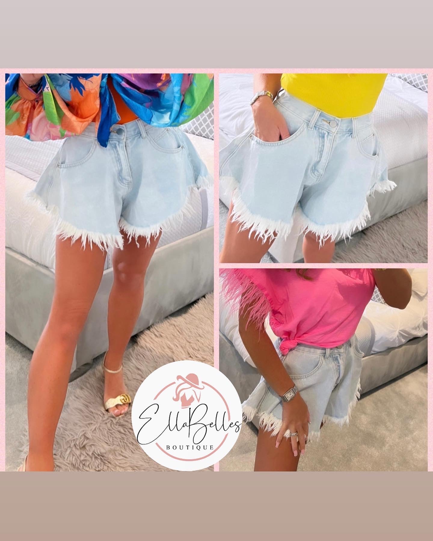 Denim flared shorts